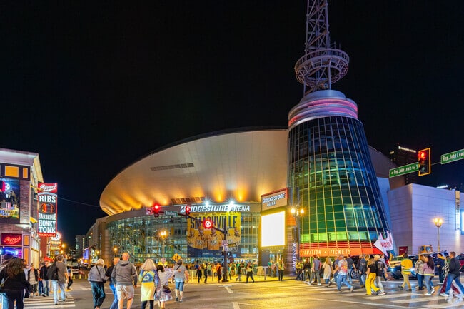 Bridgestone Arena holds games and concerts.