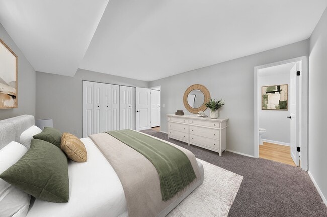 Transform your living space at Eagle Rock Apartments at Bel Air. This beautifully designed bedroom offers modern finishes, spacious closets, and sleek decor. Elevate your lifestyle—schedule a tour today to see it in person! - Eagle Rock Apartments at Bel Air North