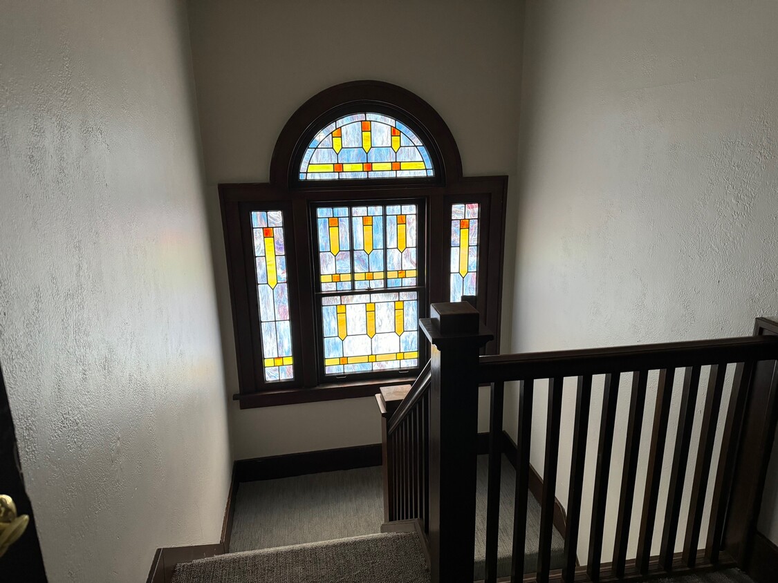 Stained glass window in foyer - 304 Cornell Ave