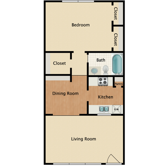 Floor Plan 688SQFT - 530 Rockingham Dr