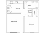 1 bedroom 1 bath Large