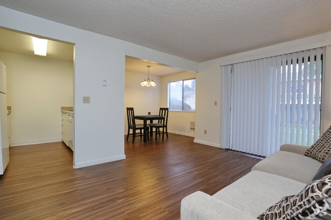 Living Room, Dining Room and Kitchen - Crystal Springs Apartments