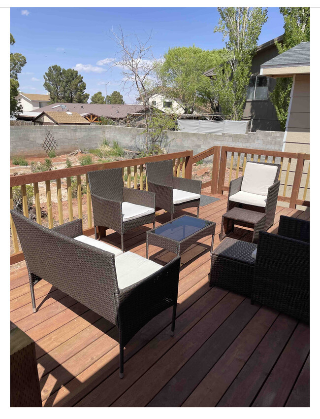 Folks love morning coffee on the back deck. BRAND NEW in 2023. - 224 Hopi Ave