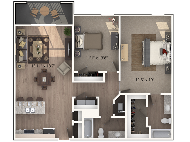 2 bedrooms, 2 baths - Lofts at Old Towne