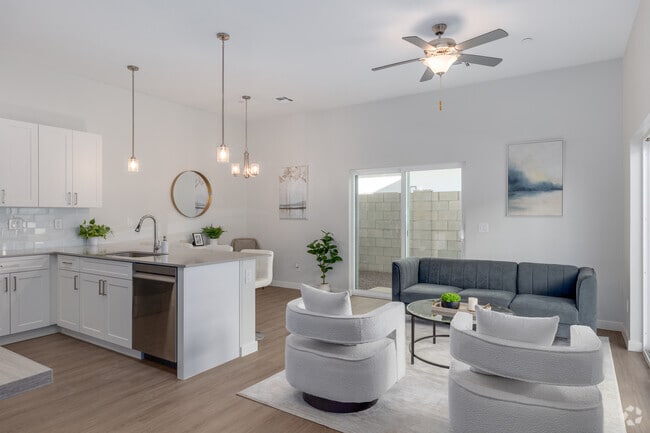 2BR, 2.5BA - 1,597SF - Living Room/Kitchen - Canyon Townhomes