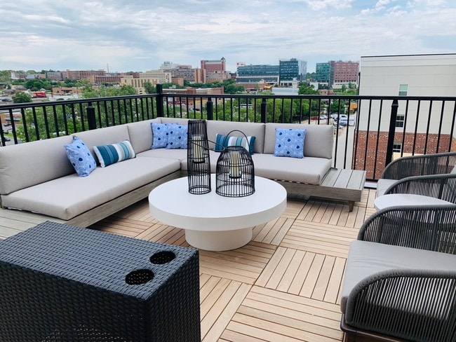 Enjoy sitting outside at our beautiful Sky Lounge - The Duke Omaha Apartments