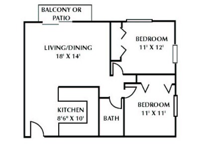 Parkview Manor – Two Bedroom, One Bath Suite