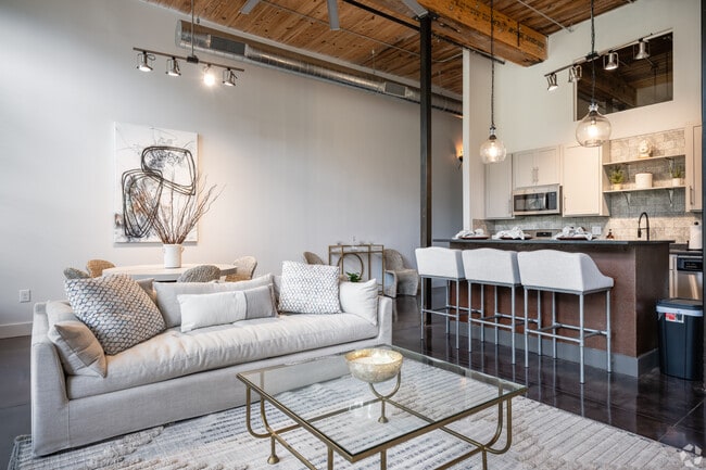 Living Room and Kitchen View - Dixie Mill Lofts