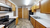 Located at 1170 Northwood Dr in Eagan, Minnesota, this two-story home offers a practical and well-organized layout across both levels. The kitchen is a functional galley-style space appointed with warm oak cabinetry, white countertops, stone-look tile flooring, and stainless steel appliances including a range, microwave, dishwasher, and refrigerator. A pendant light fixture hangs above a window that frames views of the surrounding greenery, bringing natural light into the space. Additional built-in pantry cabinetry provides generous storage. The bedrooms are carpeted and feature neutral walls, wood-trimmed windows with views of mature trees, and bifold closet doors with wire shelving systems for organized storage. Textured ceilings are present in several rooms. The home includes multiple bathrooms, each finished with oak vanities, white countertops, and stone-look tile flooring. One bathroom features a full tub-shower combination, while others are appointed as three-quarter or half baths with large vanity mirrors and Hollywood-style lighting. Warm oak door and trim details carry throughout the home, providing a cohesive and classic aesthetic. The layout, as visible in the dollhouse view, reflects a well-partitioned floor plan suited for comfortable everyday living.