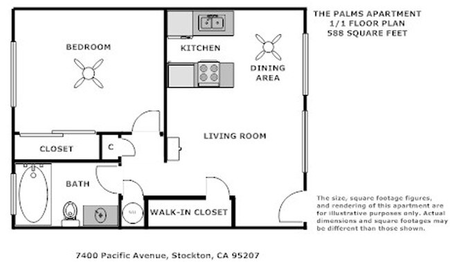 1HAB/1BA - Palms Apartments