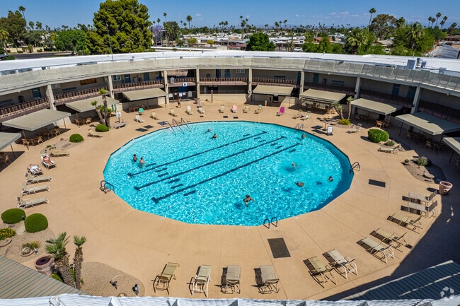 Pool at Lakeview Recreation in Sun City fills with people trying to beat the heat.