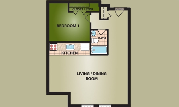 1BR\1BA - Malvern Apartments