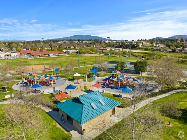 This aerial view showcases Margarita Community Park Playground.