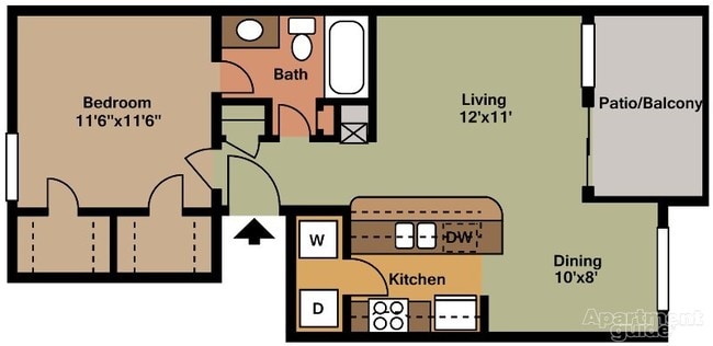 Unit B Floor Plan - The Colony Apartments