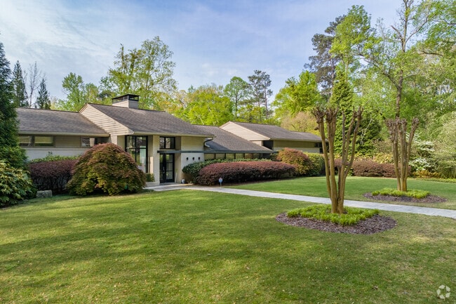 Mid-century modern homes are common throughout the Pine Hills neighborhood.