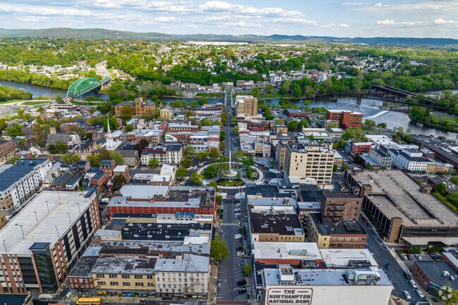 Aerial view of Centre Square and Downtown Easton