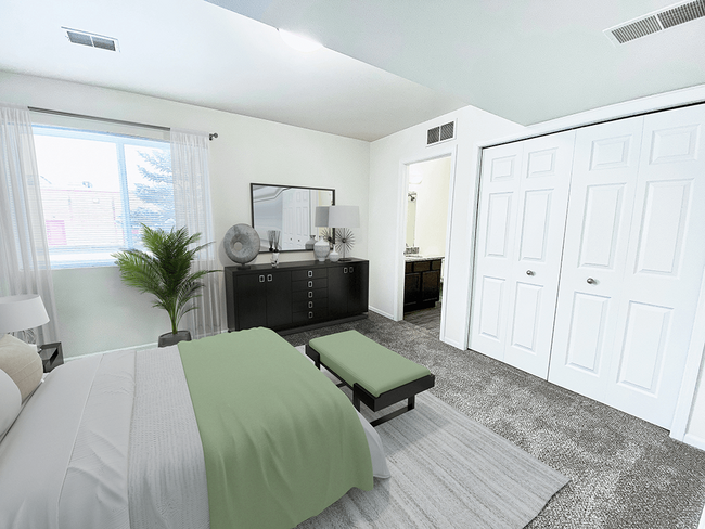 Dormitorio con luz natural y armario extragrande - Bloomfield Townhomes