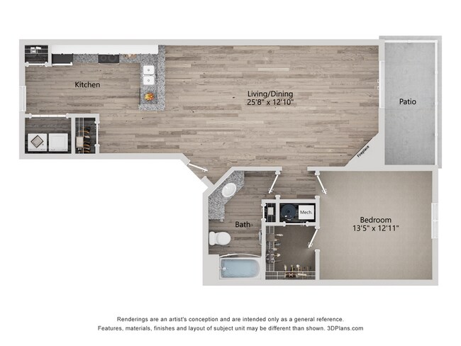 A5_1Bed_1Bath_833 Sq Ft - The Quarry Apartments