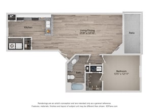 A5_1Bed_1Bath_833 Sq Ft - The Quarry Apartments