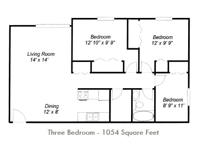 3BR/1BA - Homestead Apartments