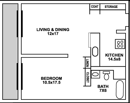 1HAB/1BA - Dunn Tower II