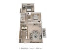 2 Bedroom, 1 Bath 1,000 sq. ft.