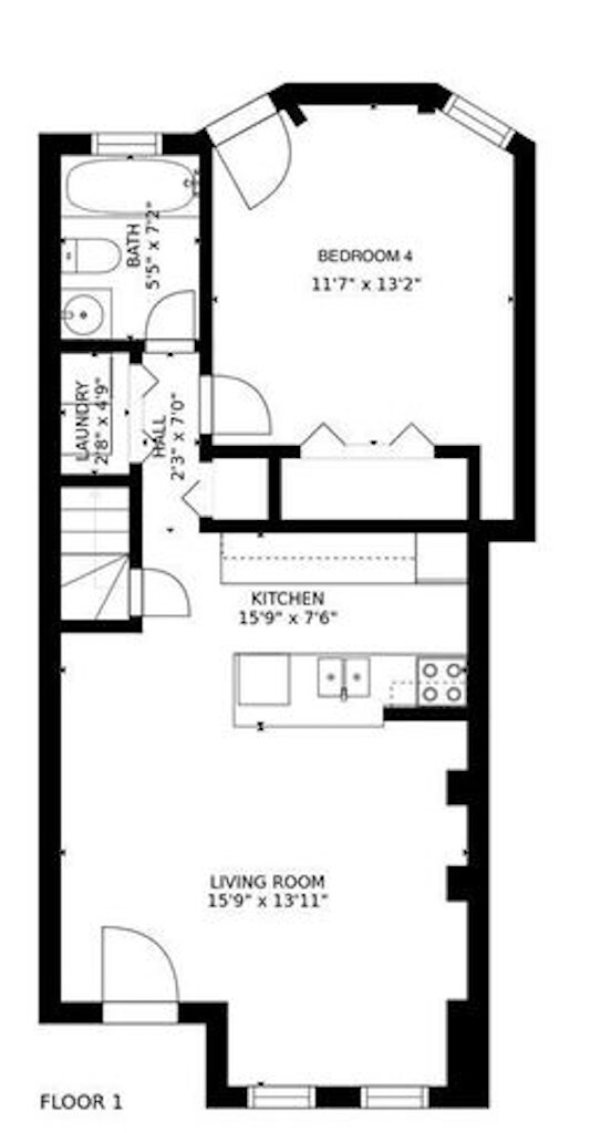 Floorplan for basement apartment - 1759 Church St NW