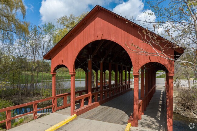 The Parkway Trail Bridge runs over the Rouge River in Dearborn Heights.