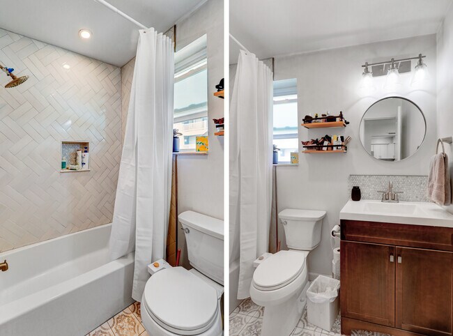 New custom tiled 2nd bathroom - 606 Beach Ave