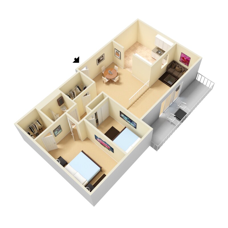 Willoughby Hills Towers – 2 Bed 1 Bath Flat