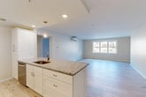 Located at 175 James Street in Worcester, MA, this well-appointed 2-bedroom, 2-bathroom residence offers a thoughtfully designed single-floor layout with a clean, modern aesthetic. Light-toned hardwood flooring runs throughout the entire space, creating a cohesive and airy feel in every room.

The open-concept kitchen and living area serves as the heart of the home. The kitchen features white shaker cabinetry, granite countertops, stainless steel appliances including a refrigerator and range, and a central island with a built-in sink and pendant lighting overhead. The adjoining living room is generously sized, benefiting from a wall-mounted mini-split HVAC unit and a large multi-pane window that allows natural light to fill the space with views of the surrounding neighborhood.

The spacious primary bedroom provides ample room and includes its own mini-split unit for independent climate control, along with a dedicated closet fitted with wire shelving. The second bedroom also enjoys natural light through a large window with neighborhood views and continues the same light flooring palette. Both bathrooms are finished with white cabinetry, granite countertops, and tub-shower combinations with clean white surrounds. Two closets throughout the residence offer practical storage solutions, completing this move-in-ready home.