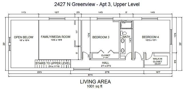 Apt 3 upper level floor plan - 2427 N Greenview Ave