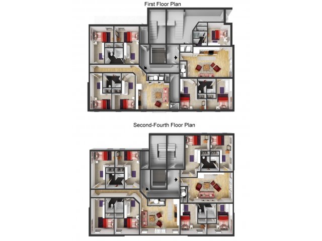 4 bd, 2 ba (top left) - 324 Vine St
