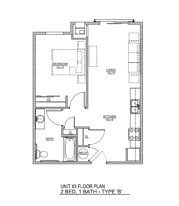 Plano de planta - Garrett Square Senior Apartments