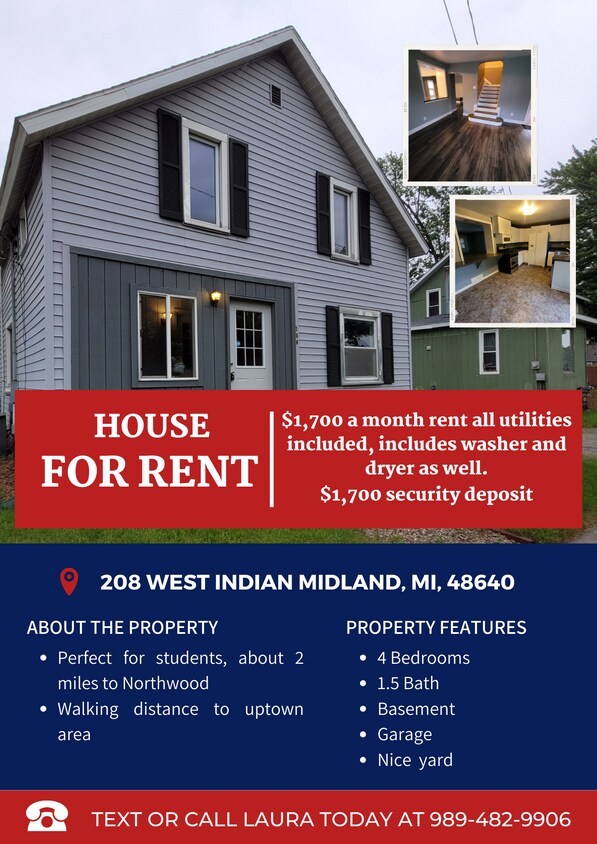 208 Indian St W, Midland, MI 48640 House Rental in Midland, MI