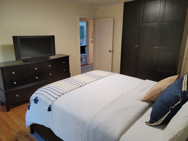Main Bedroom with Queen Bed, TV, Closet, Chest and Wardrobe - 223 Moscow St