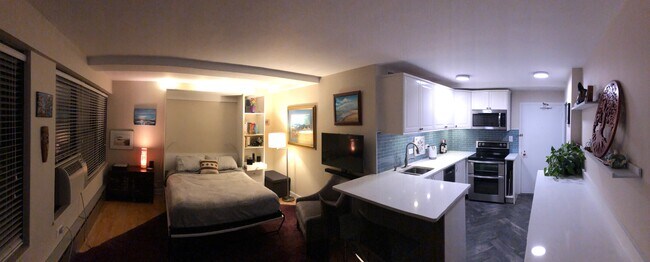 pano west facing, living area and kitchen - 3420 N Lake Shore Dr