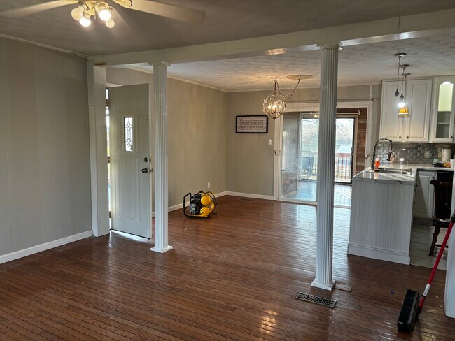 open living room, dining room and sunroom - 7527 Old Shelby Rd