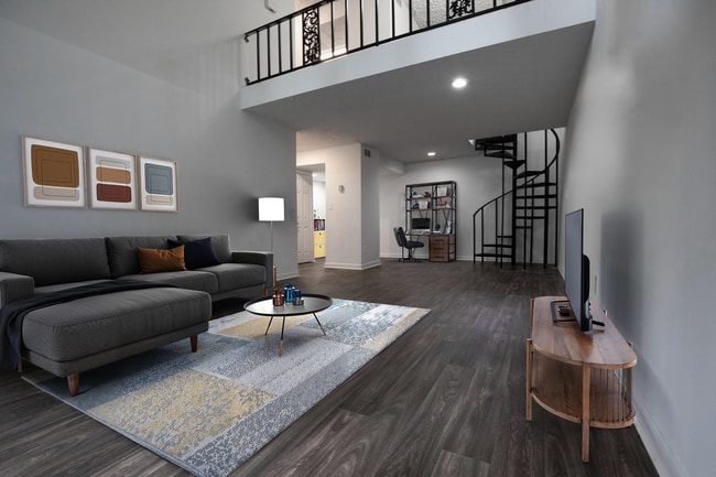 Living Room with Loft - Villas of East Cobb