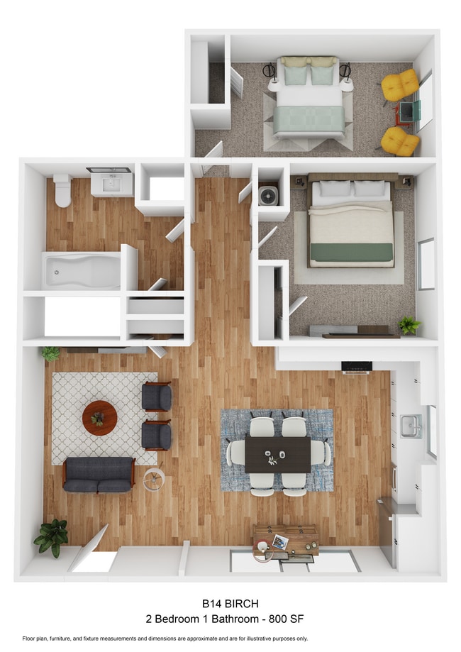 B14-BIRCH 2X1-800SF-3D Floorplan.jpg - The Gardens