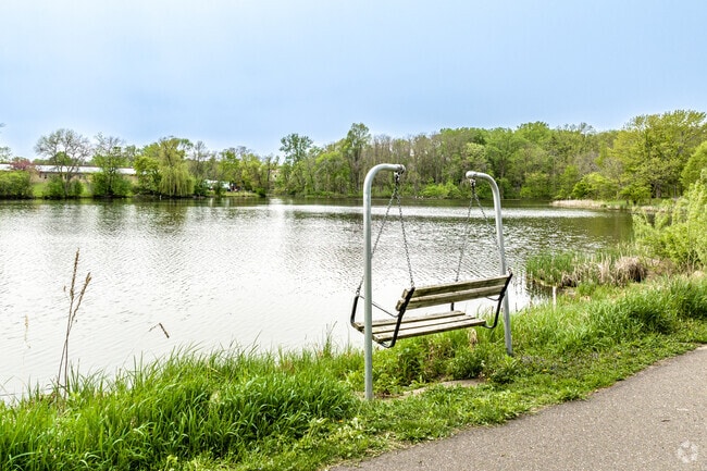Stop for a rest on one of many swings overlooking Willow Pond in Roseville.