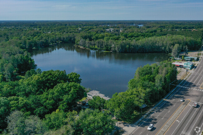 Buildings, property on lake looking northwest - 4701-4715 Land O Lakes Blvd