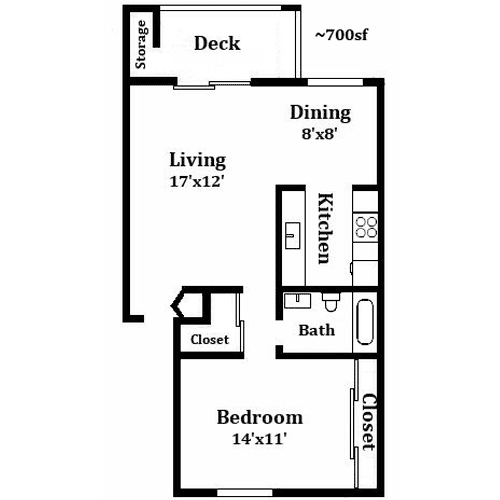 1HAB/1BA - Canterbury Court Apartments