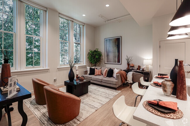 1BR, 1BA - 632SF - Living Room and Breakfast Bar - 25 Public Square