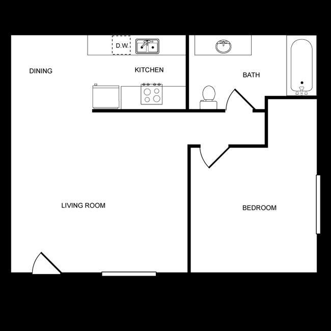 1HAB/1BA - Highland View Apartments  