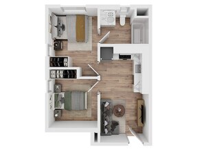2 BR, 1 BA - Floorplan (Brideye) - Haven on Orange
