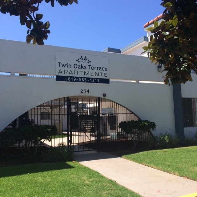 Main gate entrance - Twin Oaks Apartments