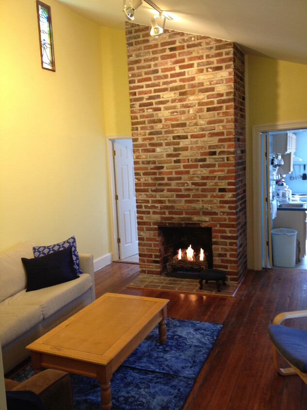 Living room, cathedral ceiling, gas fireplace. - 1007 E St SE