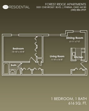 Forest Ridge Apartments – 1 Bedroom, 1 Bathroom
