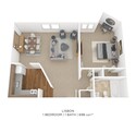 1 Bedroom, 1 Bath 698 sq. ft.